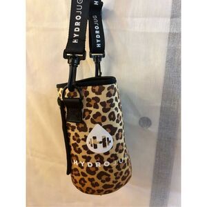 Hydro jug holder black brown animal print with adj strap card holder